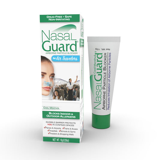 NasalGuard para viajeros aéreos, bloqueador de partículas en el aire | Mentol fresco | Tubo de 10g