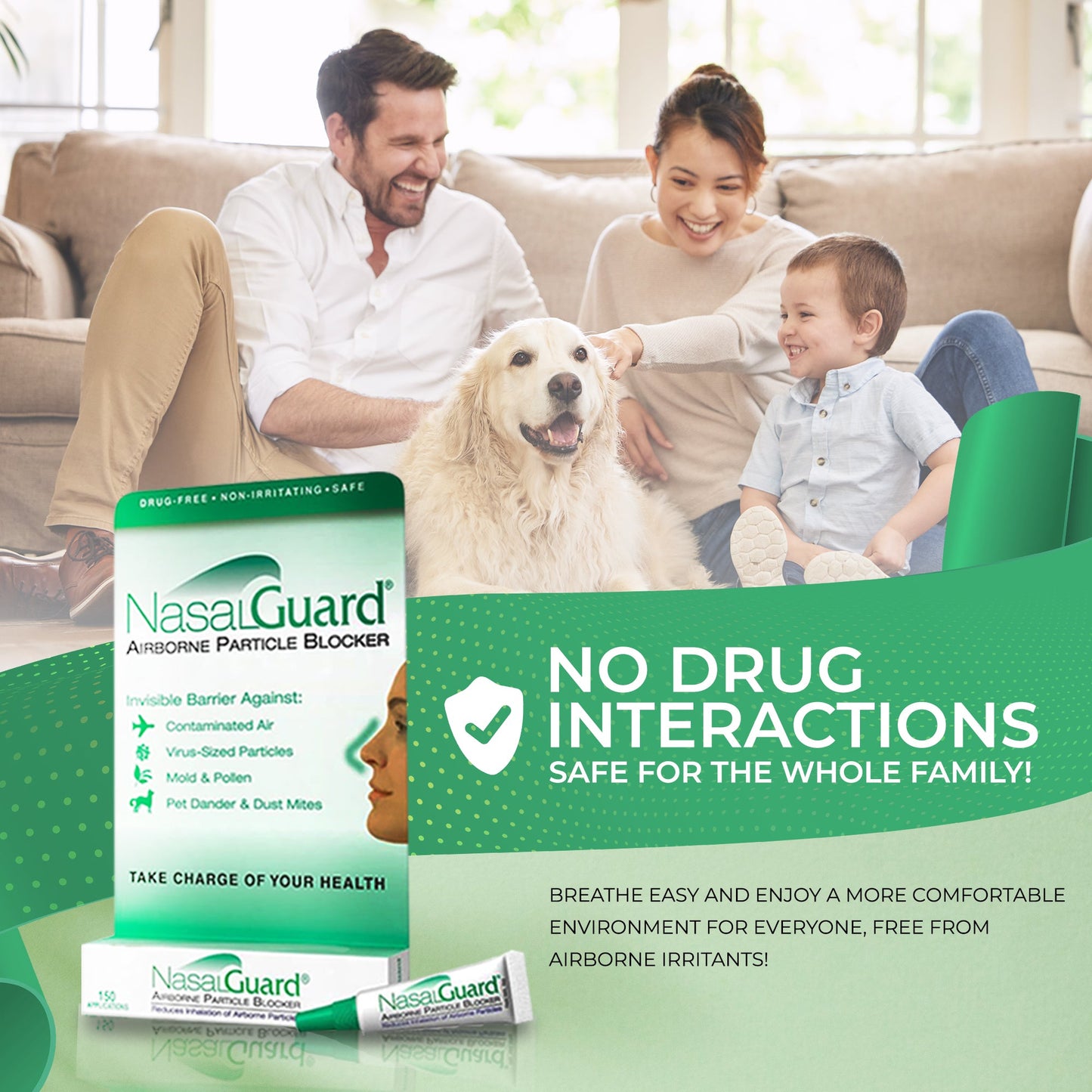 NasalGuard Bloqueador de partículas en el aire, gel nasal | Mentol fresco | Tubo 3g