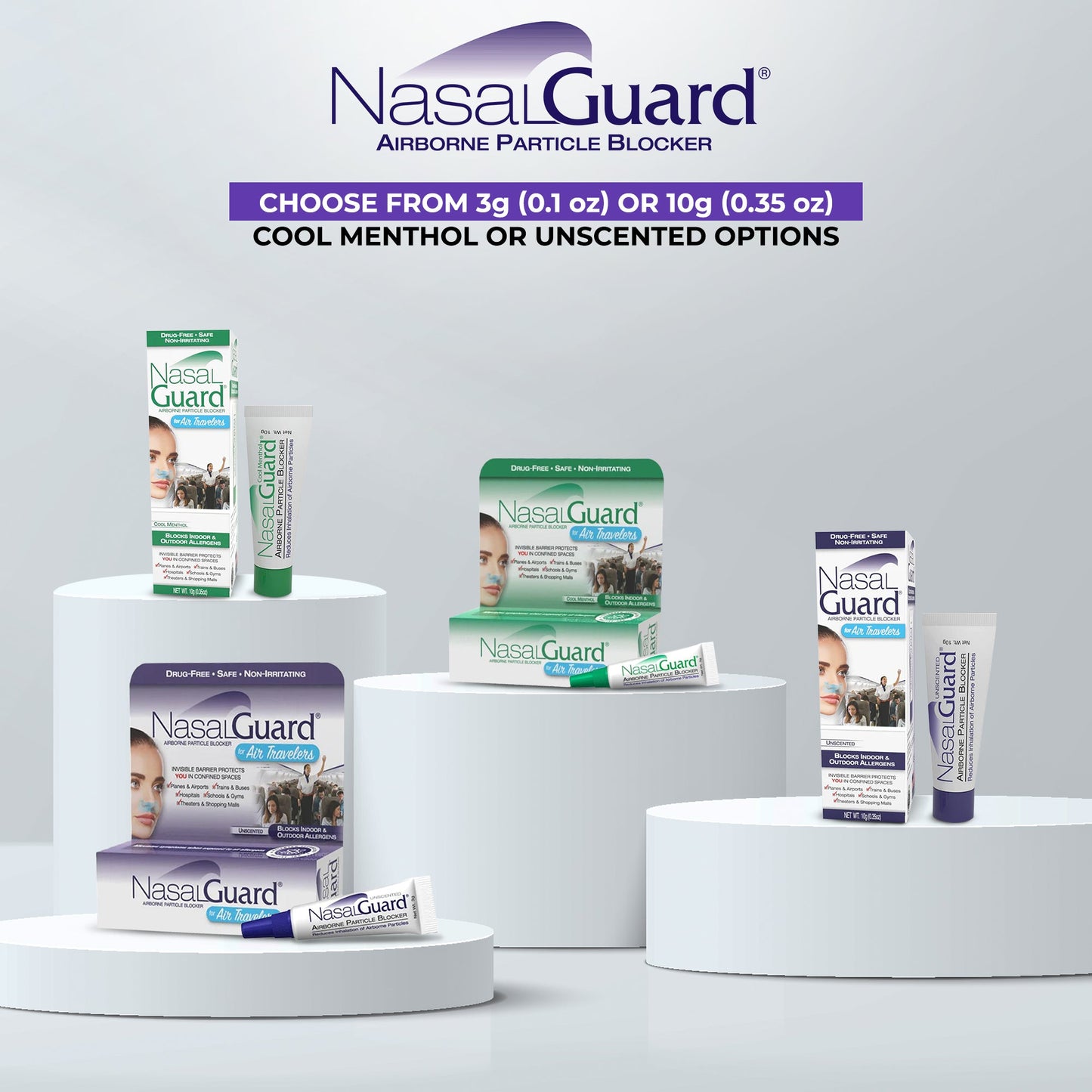 NasalGuard para viajeros aéreos, bloqueador de partículas en el aire | Sin perfume | Tubo de 10g