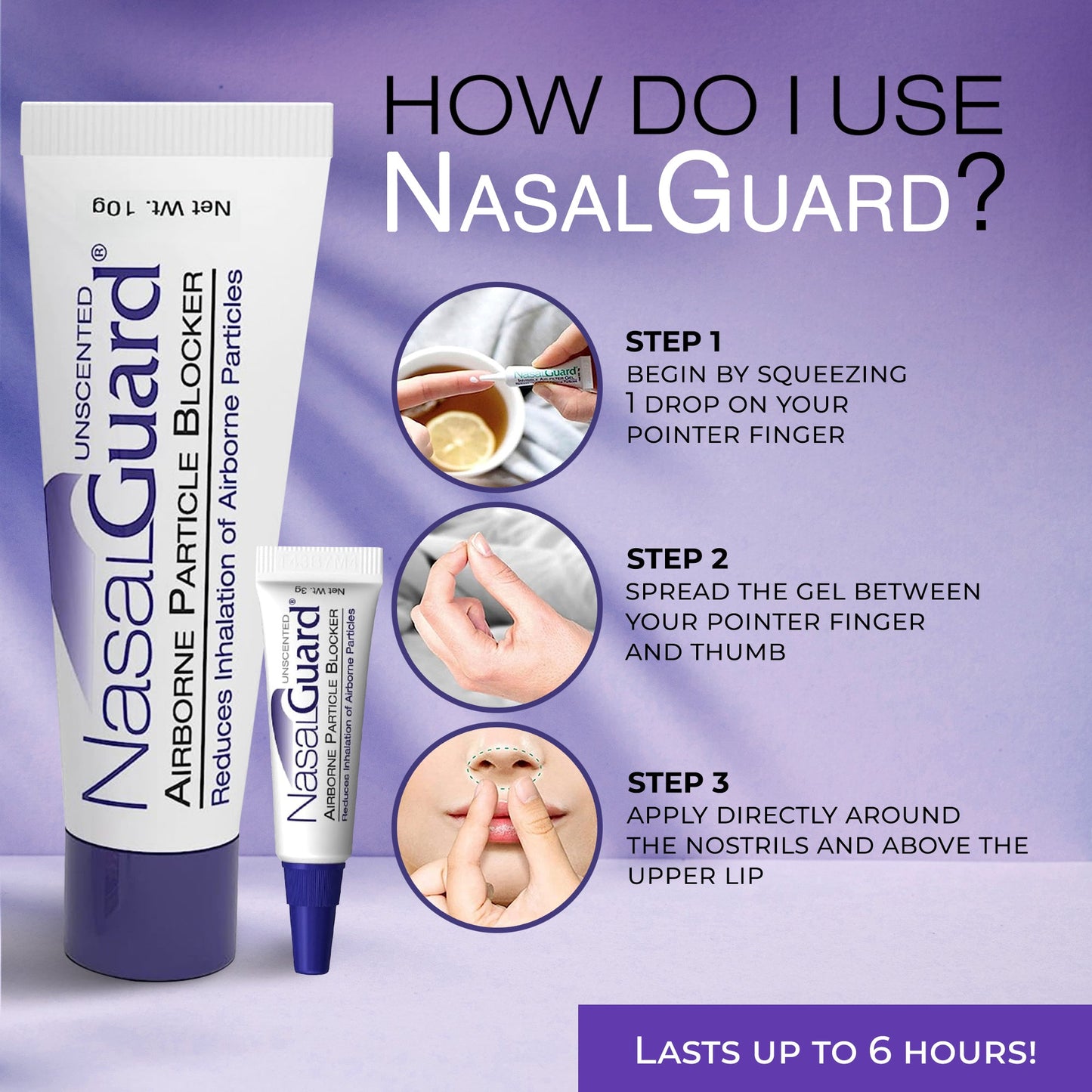 NasalGuard para viajeros aéreos, bloqueador de partículas en el aire | Sin perfume | Tubo de 10g