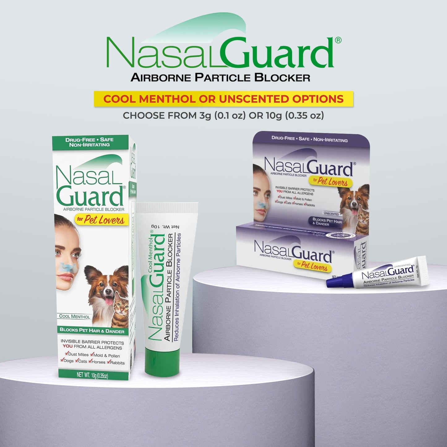 NasalGuard para amantes de las mascotas, bloqueador de partículas en el aire | Mentol fresco | Tubo 3g