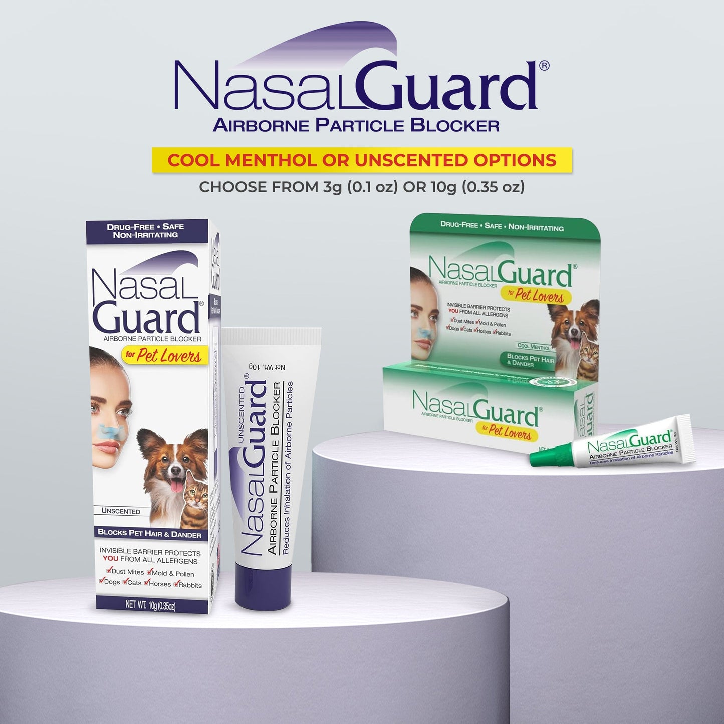 NasalGuard para amantes de las mascotas, bloqueador de partículas en el aire | Sin perfume | Tubo de 10g