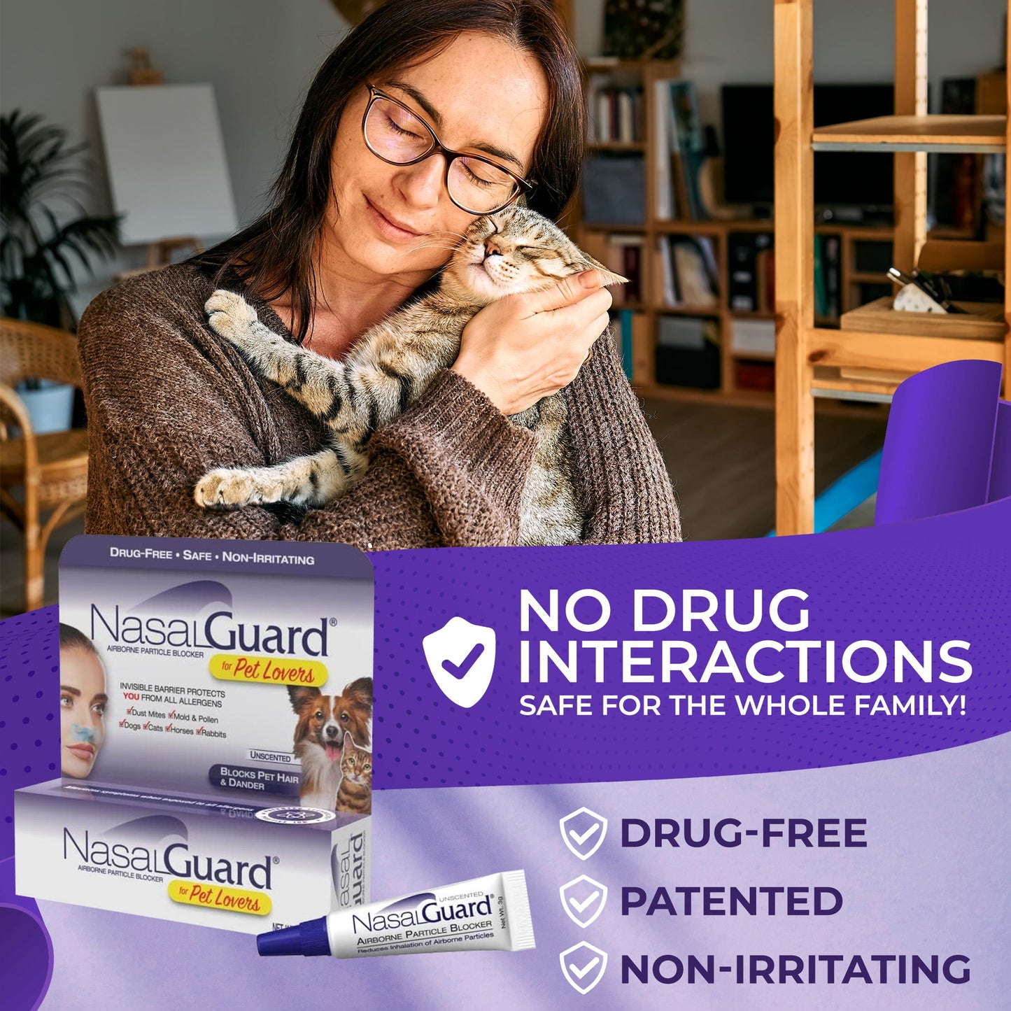 NasalGuard para amantes de las mascotas: gel, sin medicamentos, sin perfume, tubo de 3 g