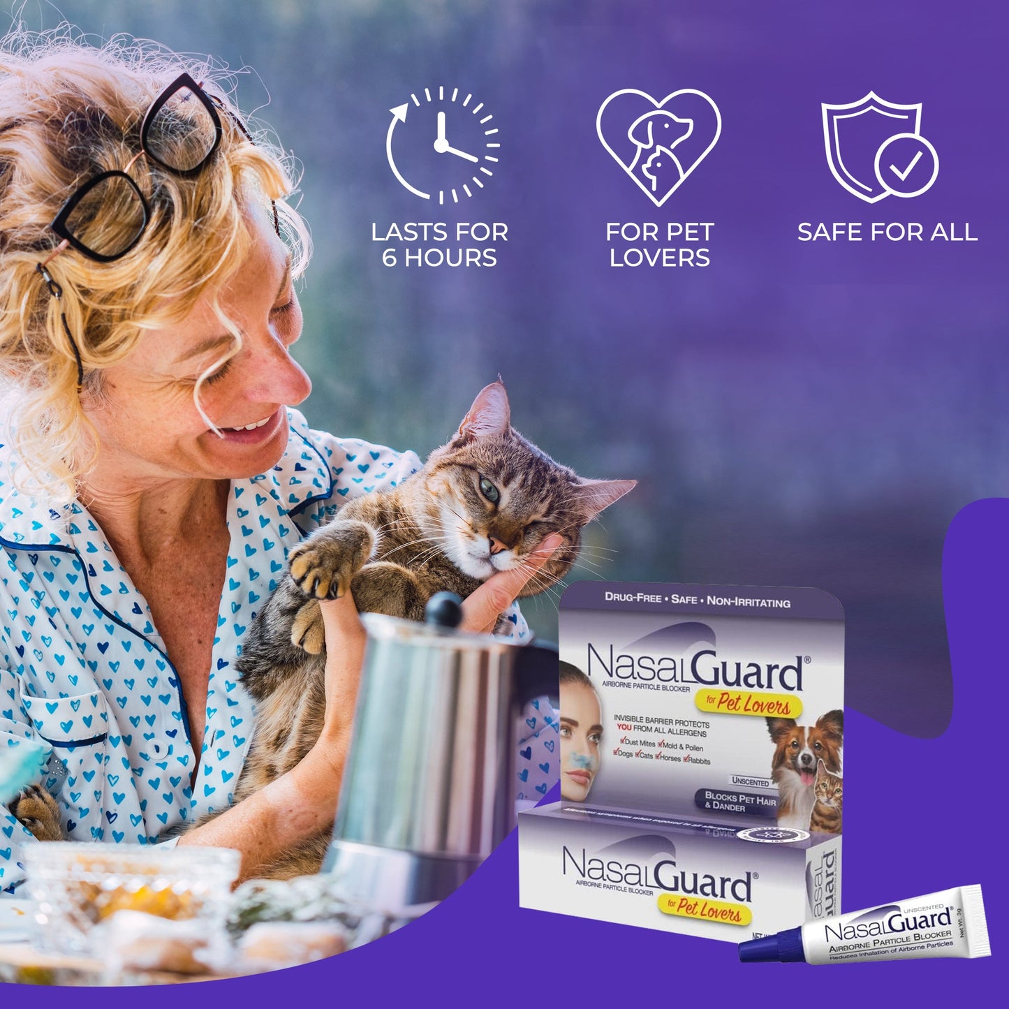 NasalGuard para amantes de las mascotas: gel, sin medicamentos, sin perfume, tubo de 3 g
