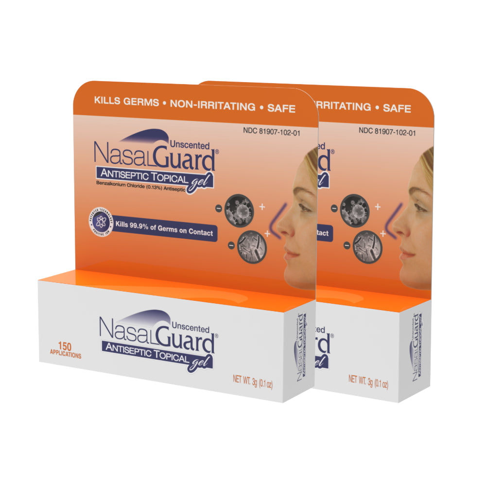 Gel tópico antiséptico NasalGuard, bloquea y mata el 99,9% de los gérmenes | Sin perfume | Tubo 3g