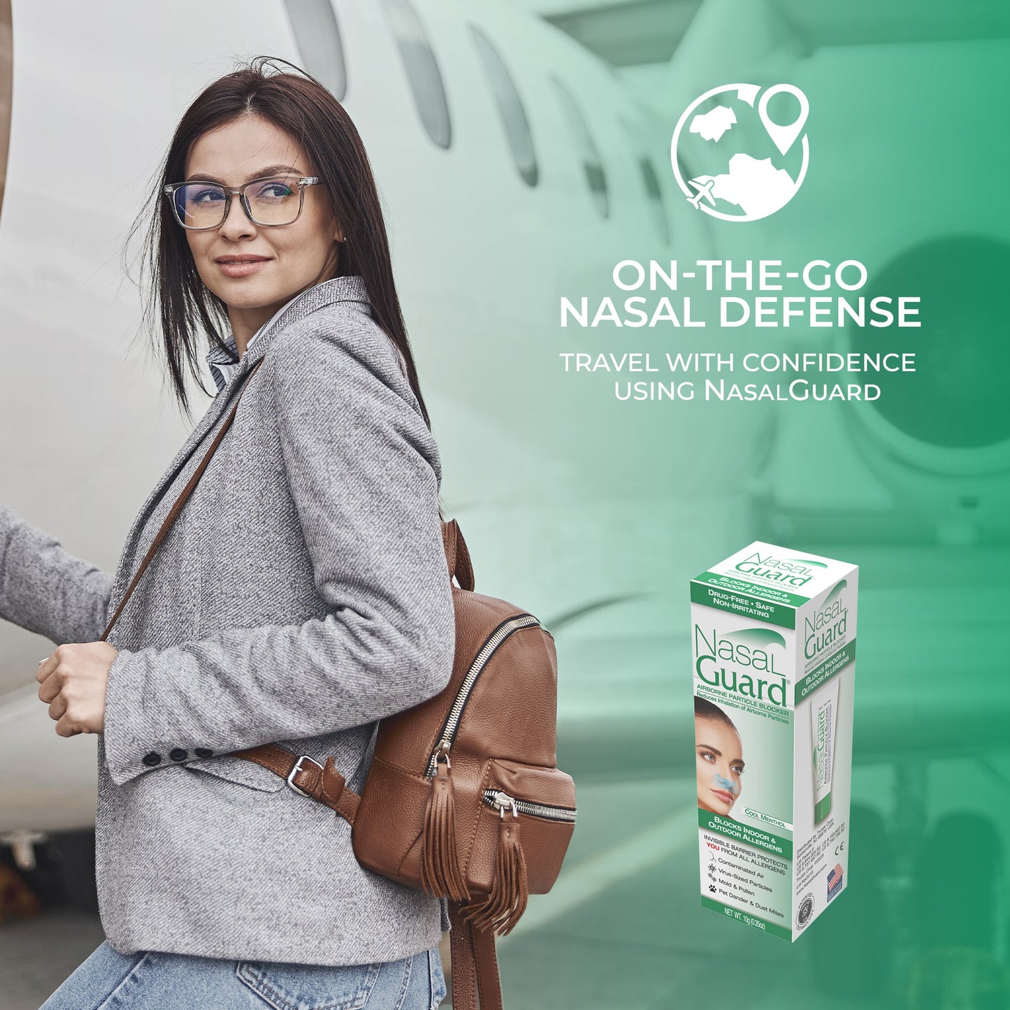 NasalGuard Bloqueador de partículas en el aire, gel nasal | Mentol fresco | Tubo de 10g