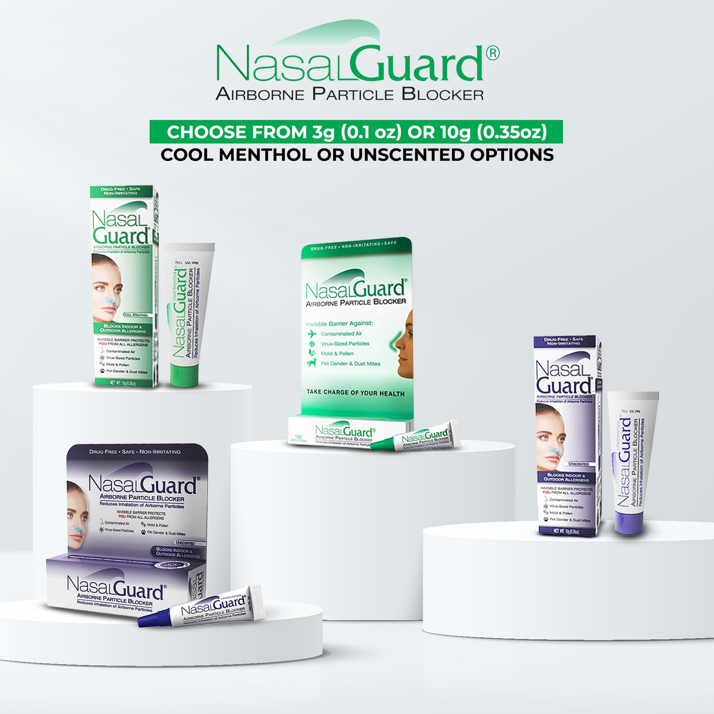 NasalGuard Bloqueador de partículas en el aire, gel nasal | Mentol fresco | Tubo 3g