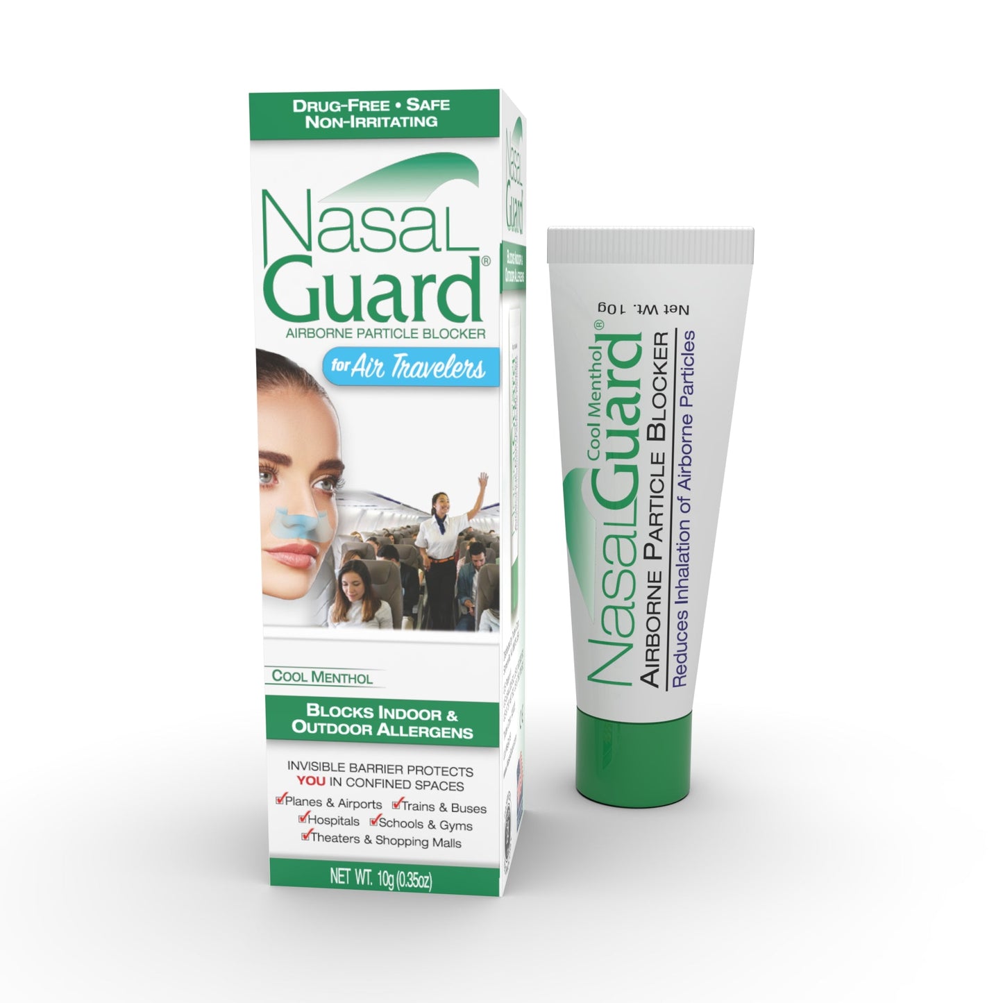 NasalGuard para viajeros aéreos, bloqueador de partículas en el aire | Mentol fresco | Tubo de 10g