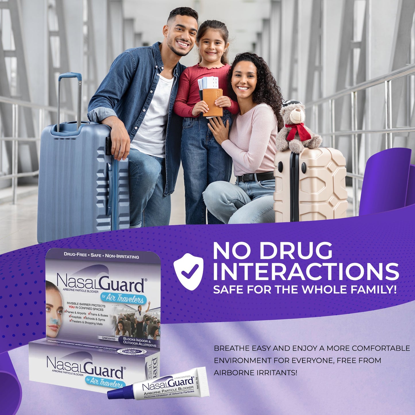 NasalGuard para viajeros aéreos, reduce la inhalación de partículas en el aire | Sin perfume | Tubo 3g