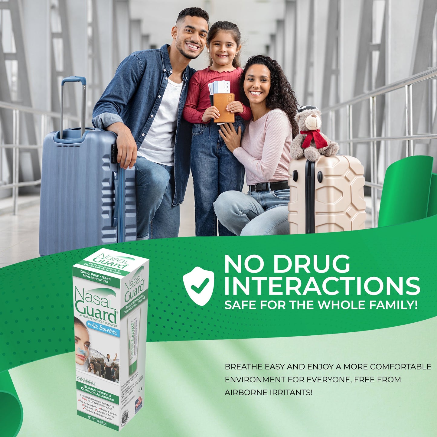 NasalGuard para viajeros aéreos, bloqueador de partículas en el aire | Tubo de 10 g | (Paquete de 6)
