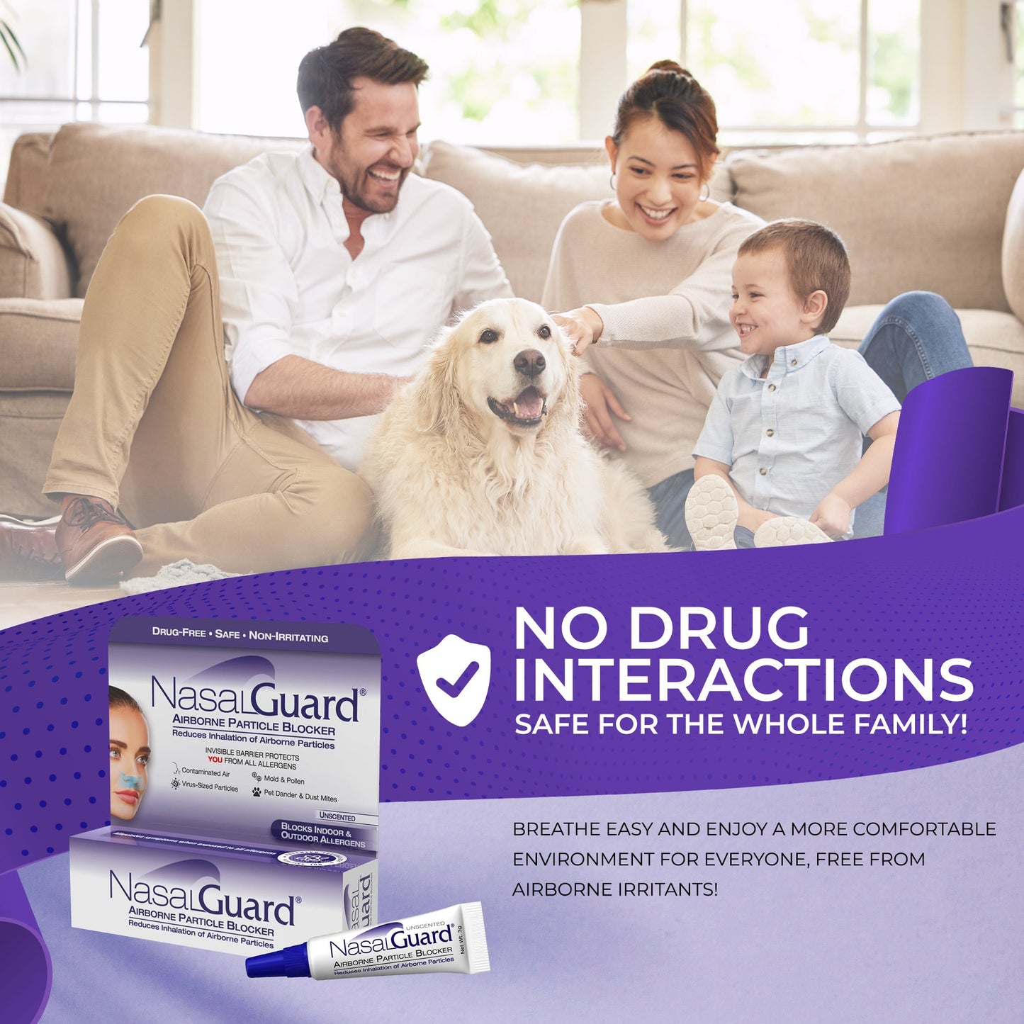 NasalGuard Bloqueador de partículas en el aire, gel nasal | Sin perfume | 3g | (Paquete de 6)