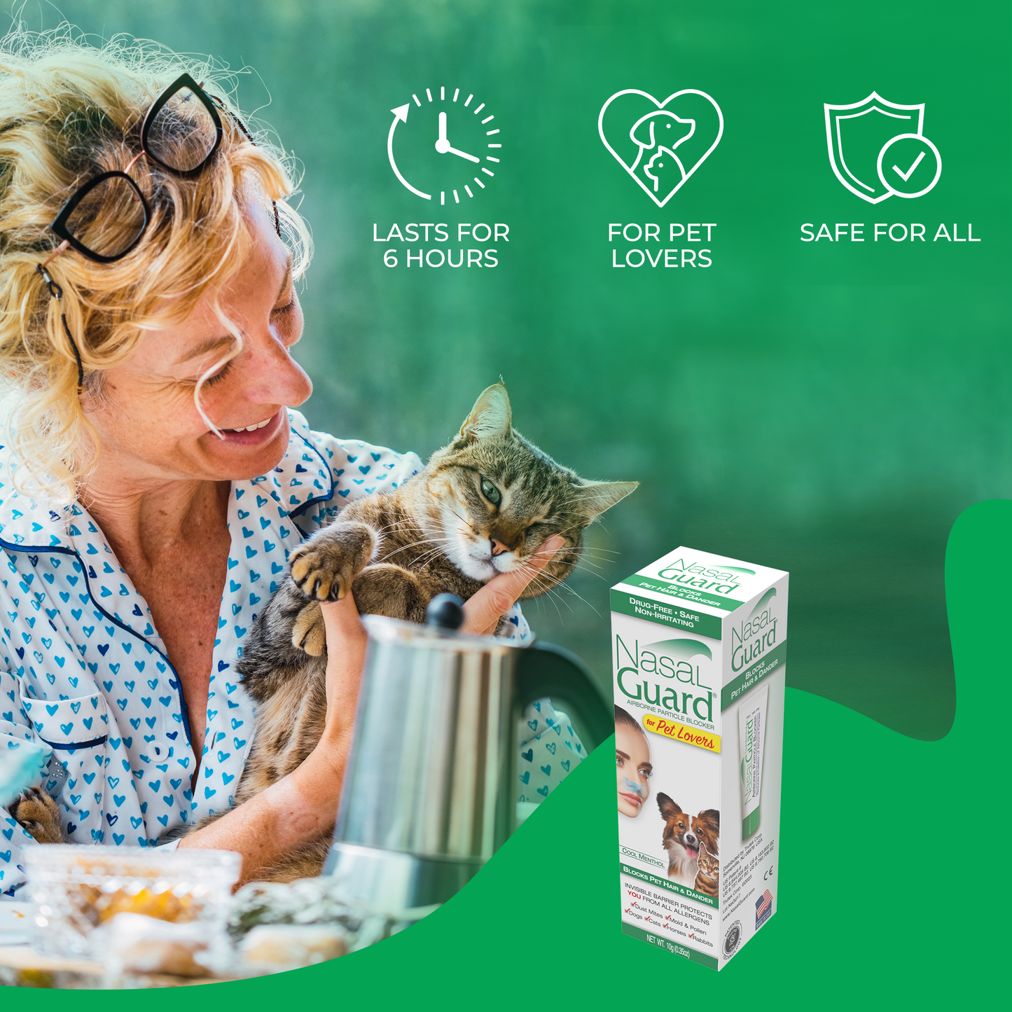 NasalGuard para amantes de las mascotas, bloqueador de partículas en el aire | Tubo de 10 g | (Paquete de 6)
