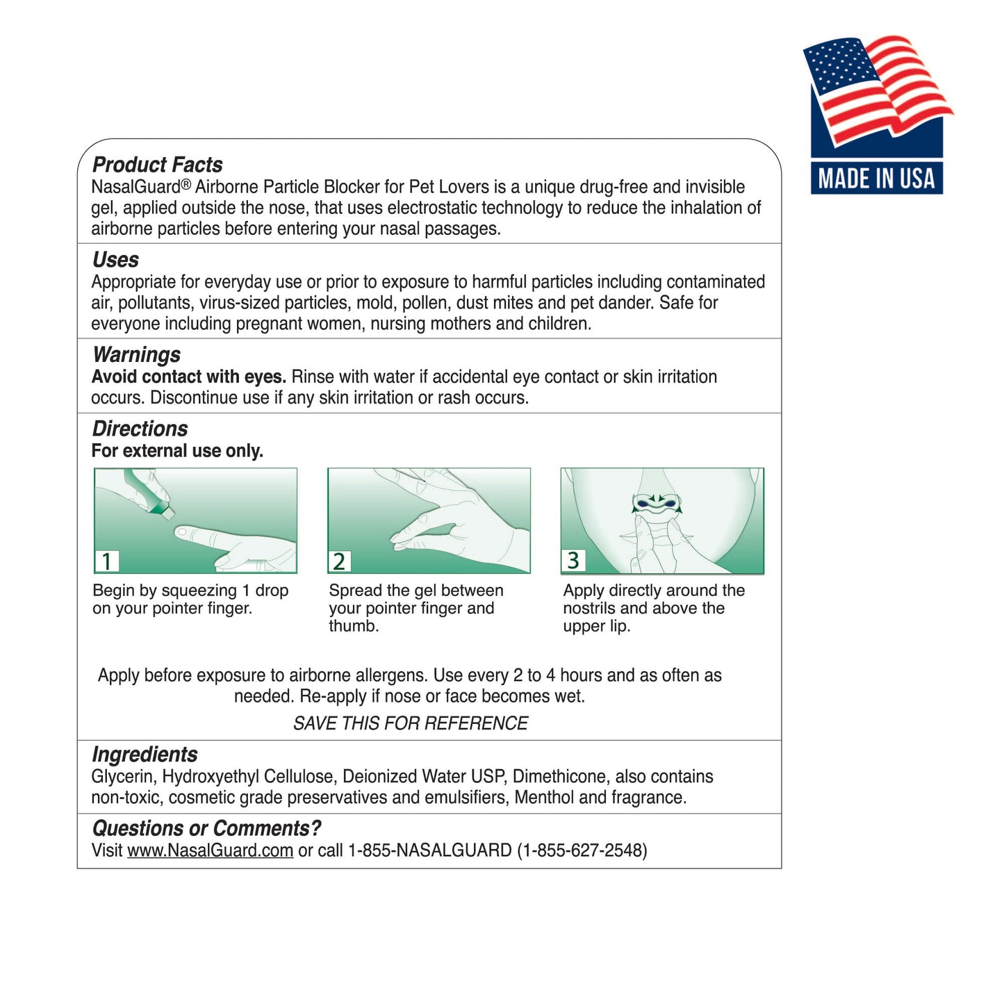 NasalGuard para niños, gel nasal | Mentol fresco | Tubo 3g