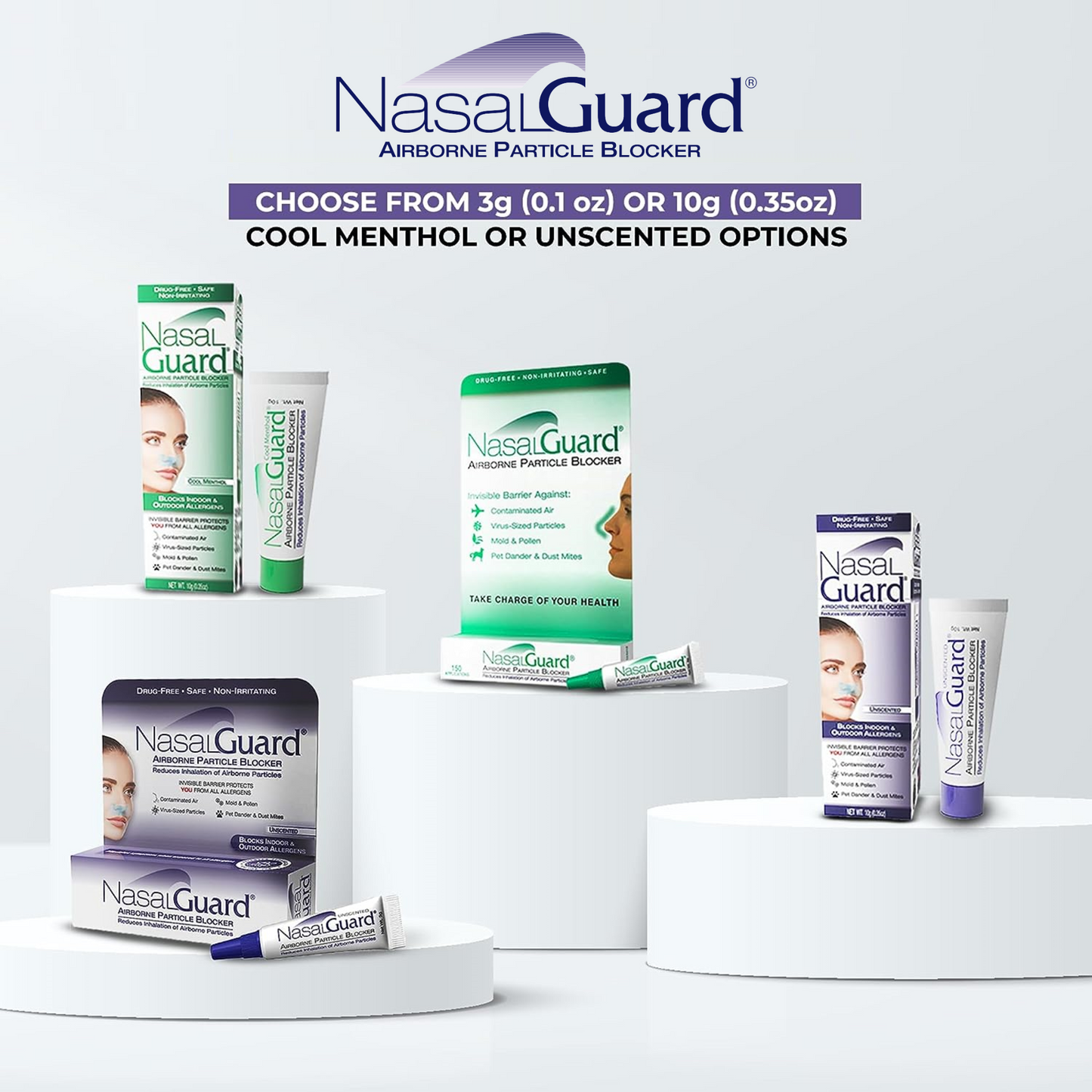 NasalGuard Bloqueador de partículas en el aire, gel nasal | Sin perfume | 3g | (Paquete de 6)